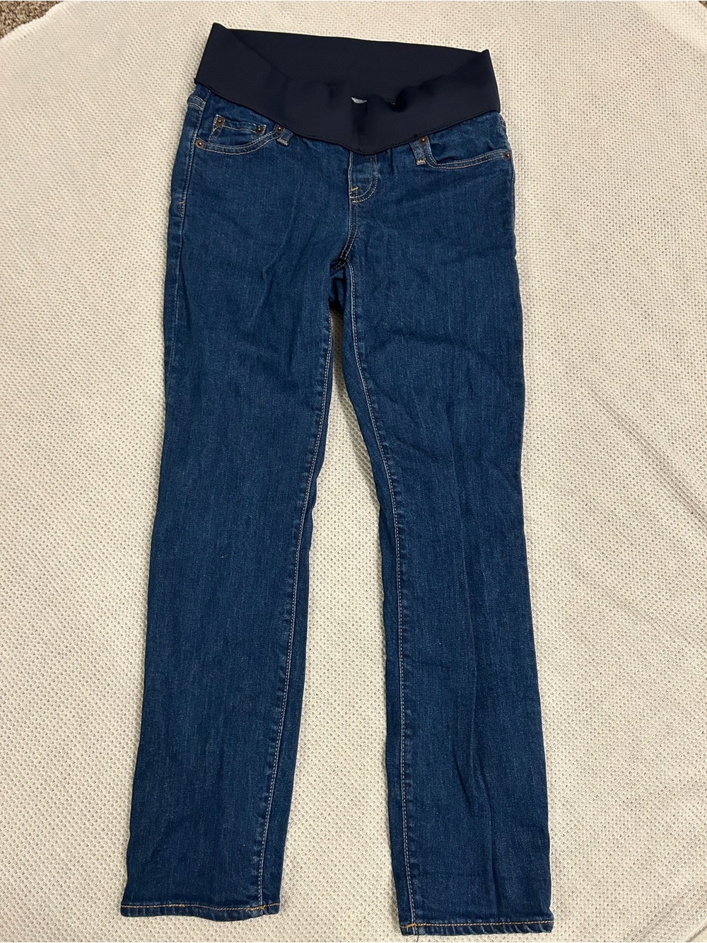 GAP Straight Leg Maternity Jeans in Dark Blue with Black Waistband